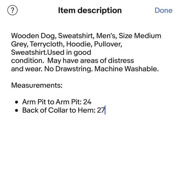 Wooden Dog Terry Sweatshirt Mens Med Grey Terrycloth Hoodie Pullover Sweatshirt - Picture 14 of 14